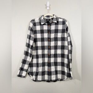 J. Crew Shirt Button Down Plaid Black and White Checkered Shirt Boy Fit Women 8T